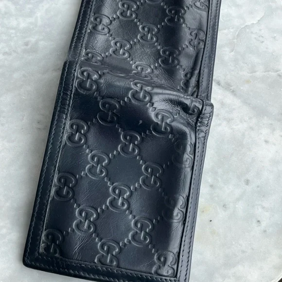 GUCCI Guccissima Supreme Navy & Red Leather Flap Wallet 237359-486430 - Picture 5 of 16